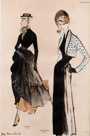 Roger Descombes, Dessin de Mode pour les couturiers Molyneux et Heim, La Femme Chic, 1948, 1948 - Dessins de Mode pour le magazine « La Femme Chic », 1948